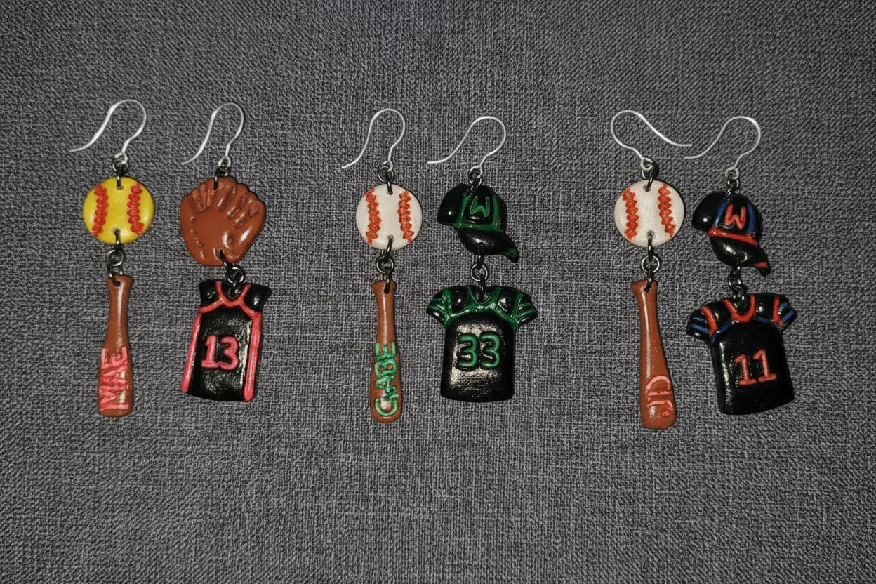 Personalized Baseball/Softball Polymer Earrings