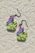 Flying Frog Polymer Earrings
